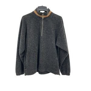 VTG Alps Fine‎ Apparel Mens Quarter Zip Black Granite Sweater Size XL